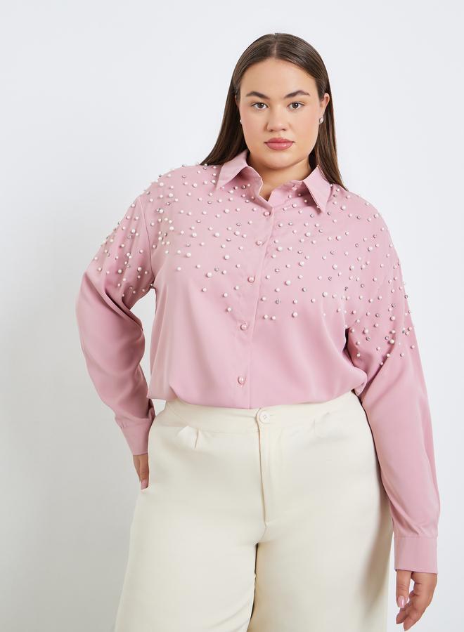 ستايلي بلوزة بأكمام طويلة مرصعة بحجر الراين - Image 4